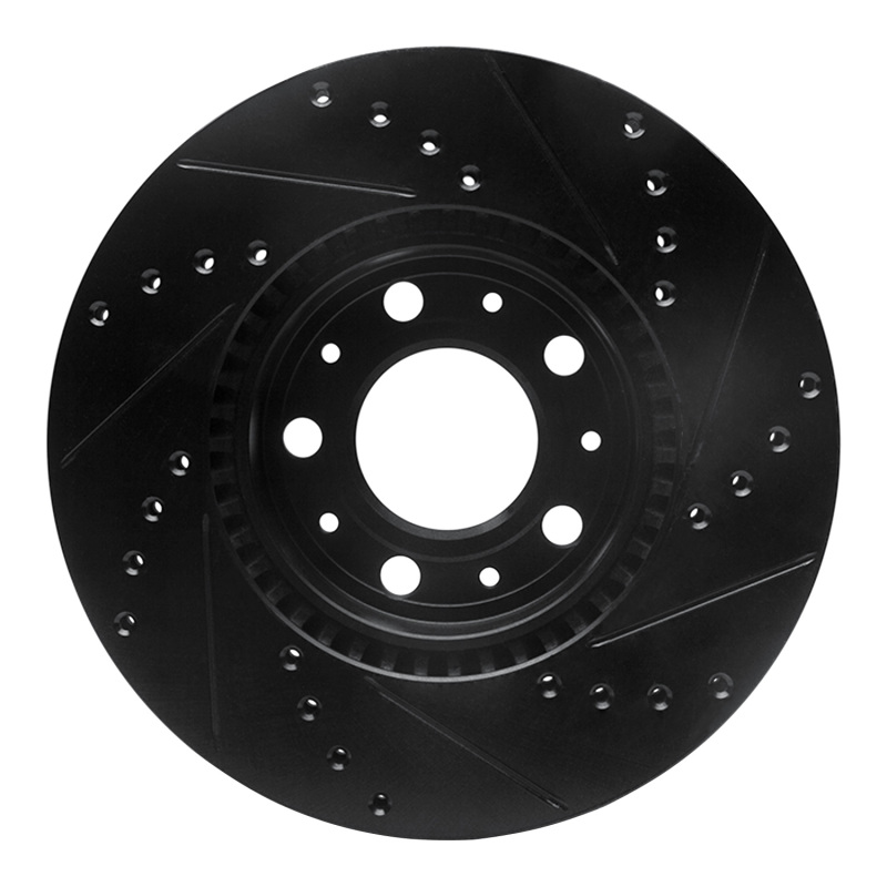 Volvo C70 Brake Rotor (1) - Front Left - R1 Concepts - Drilled & Slotted - Black - `95-`04